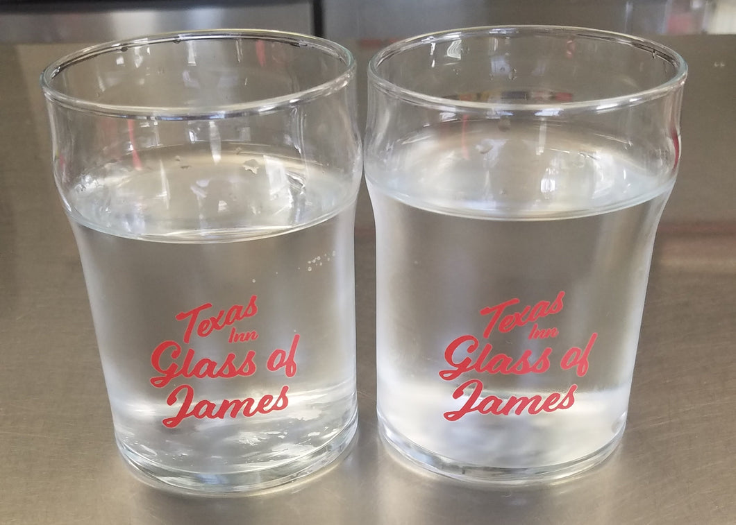 Small Libby Brand water glasses with Texas Inn Logo